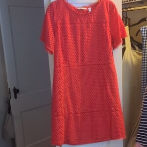 Red/Orange Eyelet Short Sleeve Dress - New Without Tags Never Worn